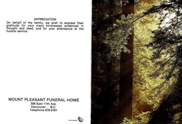 Alva Alvin Edison BRYAN - Funeral Pamphlet